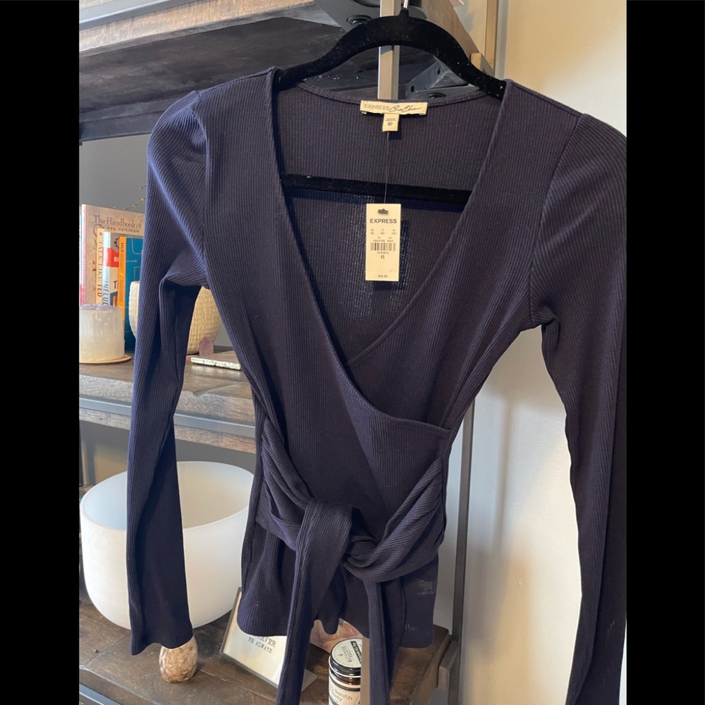 Brand new Express V neck front tie top